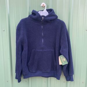 Stillwater Sherpa Faux Fur Hooded Quarter Zip Jacket Cowgirl Western Size XL